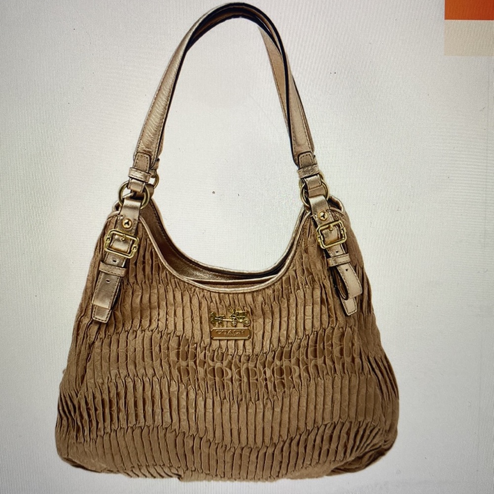 NEW Coach SOLD OUT Gold Canvas & Leather Maggie Madison Gathered Hobo Bag